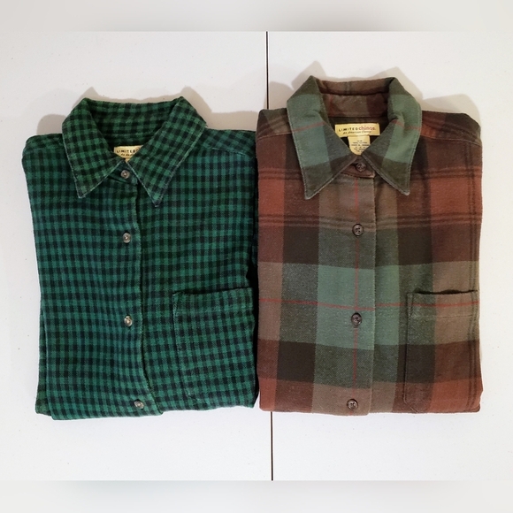 LIMITEDchinos Flannel Shirts LOT OF 2 Button Down Plaid Size XS Oversize… - Picture 1 of 16